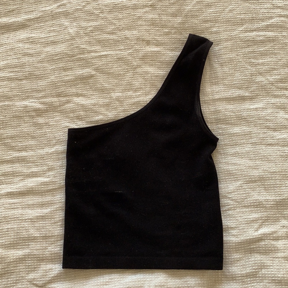 Brand New Black Asymmetrical One Shoulder Crop Top